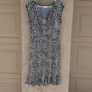 London Times raindrops print midi dress | Black and white | Cowl neck | size 8